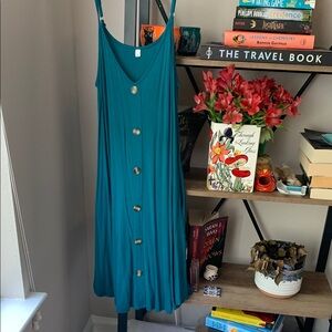 Teal Button-Down Women's Dress